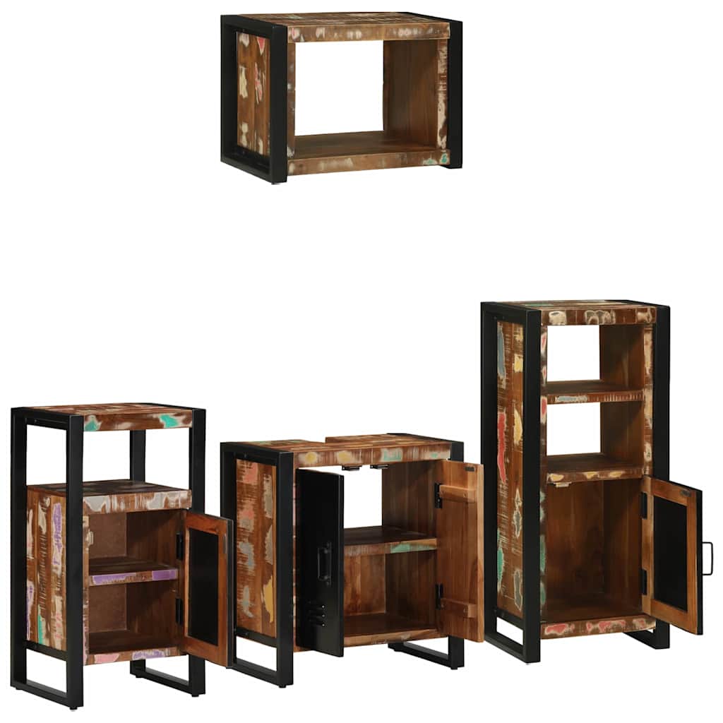 Badezimmermöbel-Set 4 stk. Mehrfarbig und Schwarz
