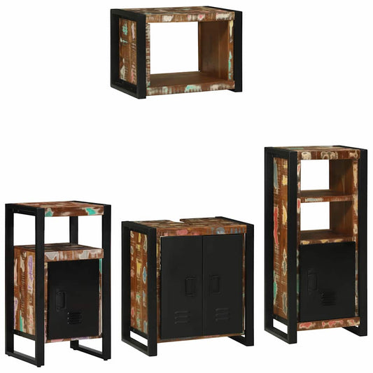 Badezimmermöbel-Set 4 stk. Mehrfarbig und Schwarz