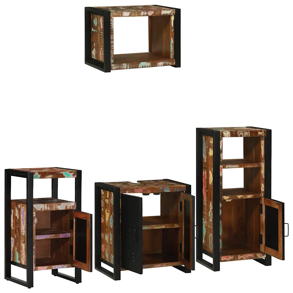 Badezimmermöbel-Set 4 stk. Mehrfarbig und Schwarz