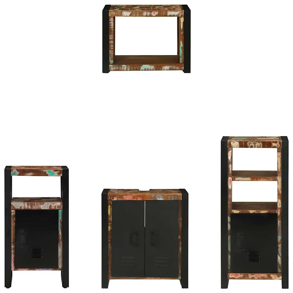 Badezimmermöbel-Set 4 stk. Mehrfarbig und Schwarz