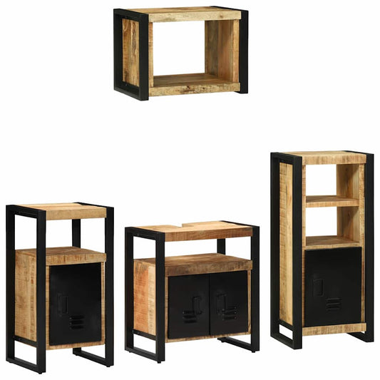 Badezimmermöbel Set mit Regal 4 pcs Braun Massives Mango-Holz