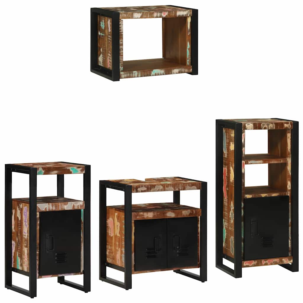 Badezimmermöbel-Set 4 stk. Mehrfarbig und Schwarz