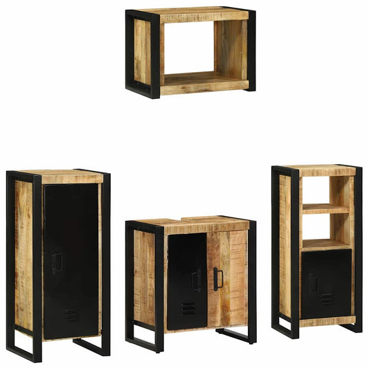 Badezimmermöbel Set mit Regal 4 pcs Braun Massives Mango-Holz