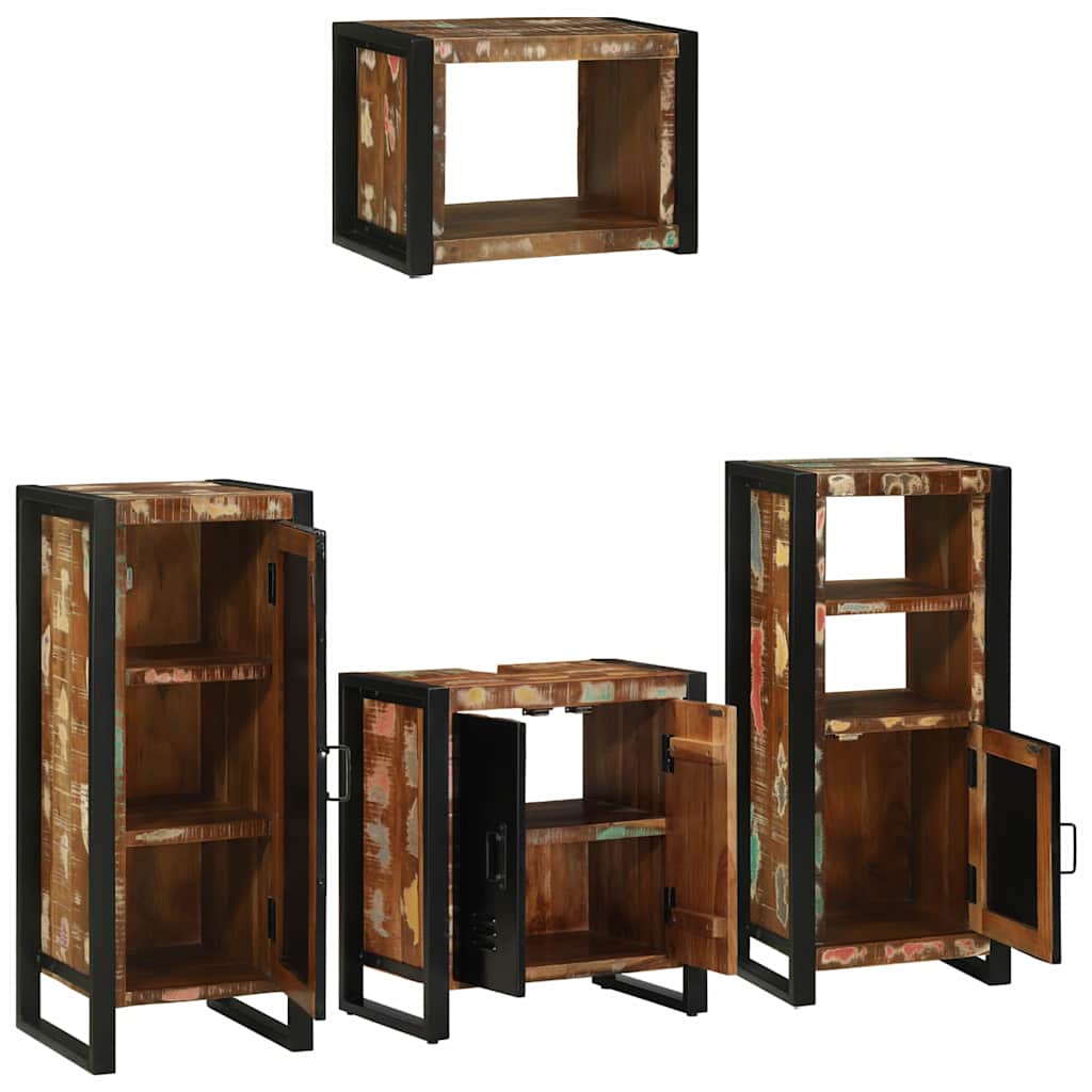 Badezimmermöbel-Set 4 stk. Mehrfarbig und Schwarz