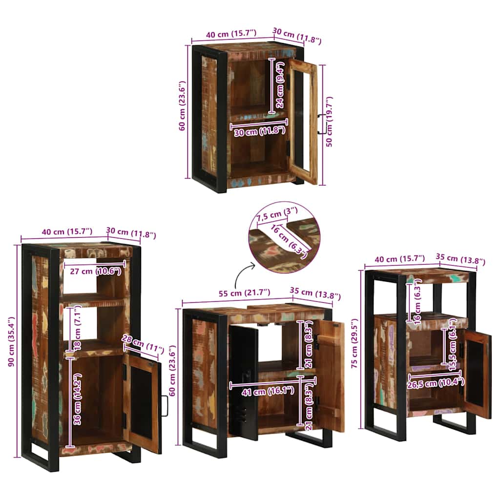 Badezimmermöbel-Set 4 stk. Mehrfarbig 55 x 35 x 60 cm
