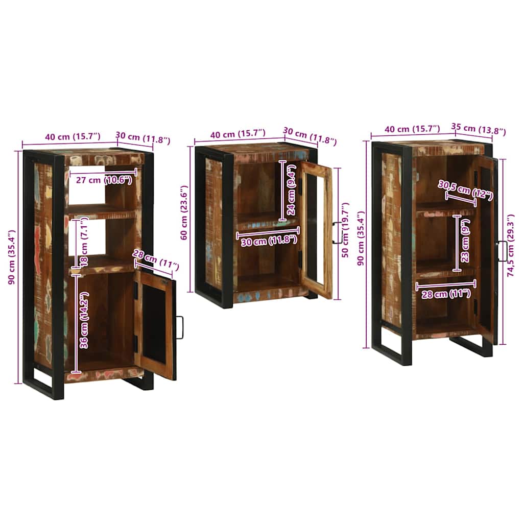 Badezimmermöbel-Set 3 stk. Mehrfarbig 40 x 35 x 90 cm