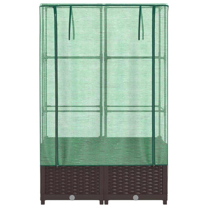 Hochbeet mit Gewächshaus-Aufsatz Rattan-Optik 80x40x138 cm