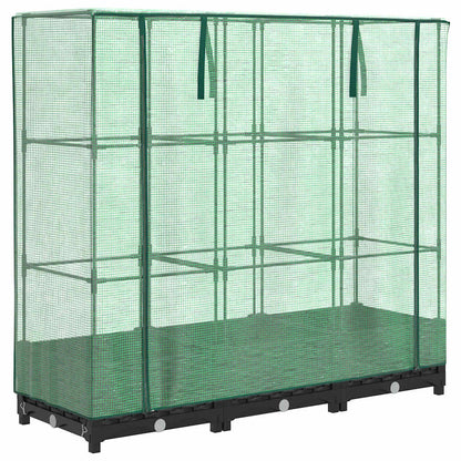 Hochbeet mit Gewächshausabdeckung Rattanoptik 120x40x123 cm