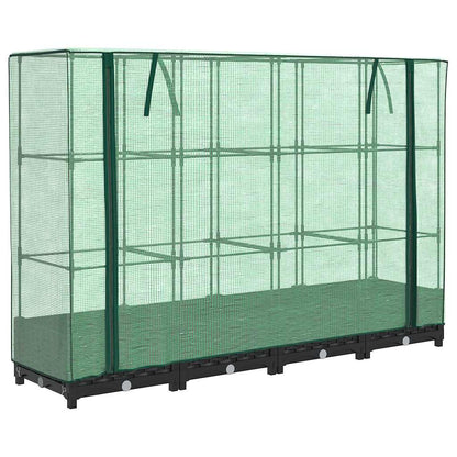 Hochbeet mit Gewächshausabdeckung Rattanoptik 160x40x123 cm