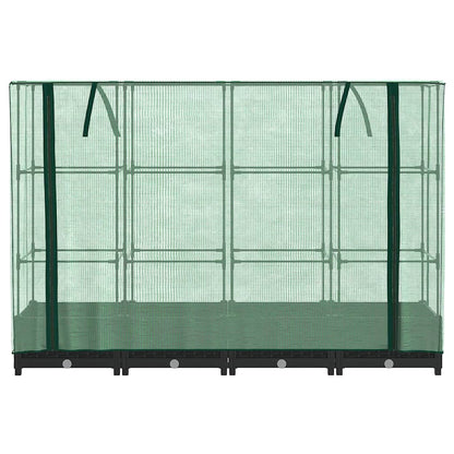 Hochbeet mit Gewächshausabdeckung Rattanoptik 160x40x123 cm