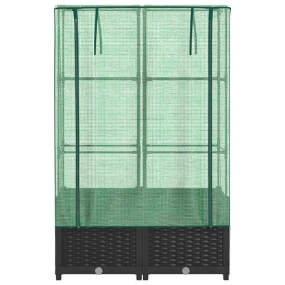 Hochbeet mit Gewächshaus-Aufsatz Rattan-Optik 80x40x138 cm