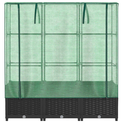 Hochbeet mit Gewächshaus-Aufsatz Rattan-Optik 120x40x138 cm