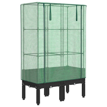 Hochbeet mit Gewächshaus-Aufsatz Rattan-Optik 80x40x140 cm