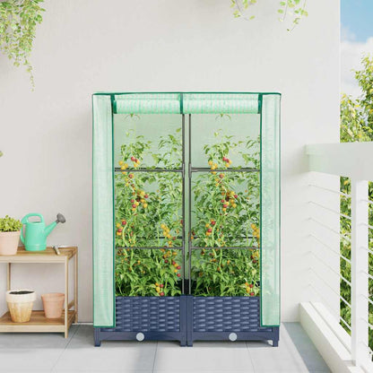 Hochbeet mit Gewächshaus-Aufsatz Rattan-Optik 80x40x123 cm