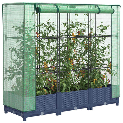 Hochbeet mit Gewächshausabdeckung Rattanoptik 120x40x123 cm