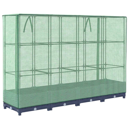 Hochbeet mit Gewächshausabdeckung Rattanoptik 160x40x123 cm