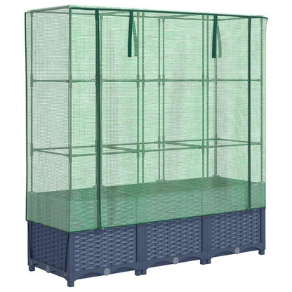 Hochbeet mit Gewächshaus-Aufsatz Rattan-Optik 120x40x138 cm