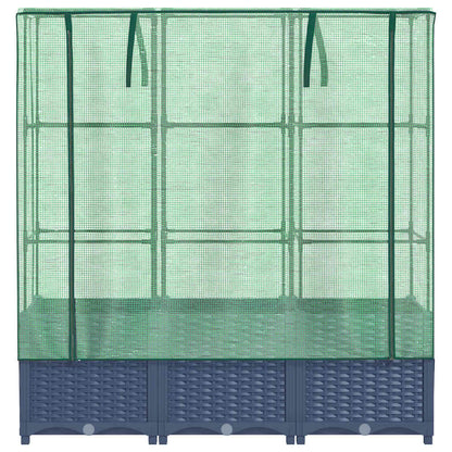 Hochbeet mit Gewächshaus-Aufsatz Rattan-Optik 120x40x138 cm