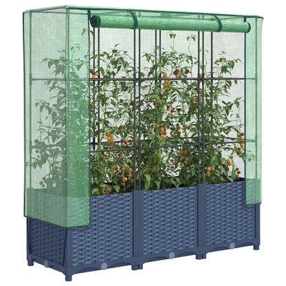 Hochbeet mit Gewächshaus-Aufsatz Rattan-Optik 120x40x138 cm