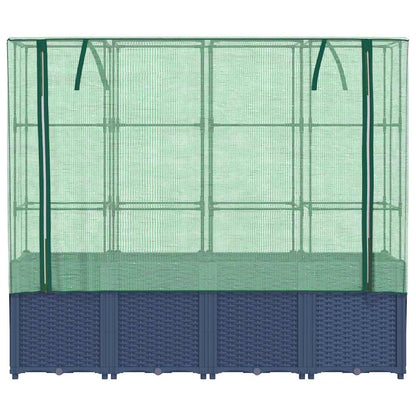Hochbeet mit Gewächshausabdeckung Rattanoptik 160x40x153 cm