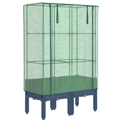 Hochbeet mit Gewächshaus-Aufsatz Rattan-Optik 80x40x140 cm
