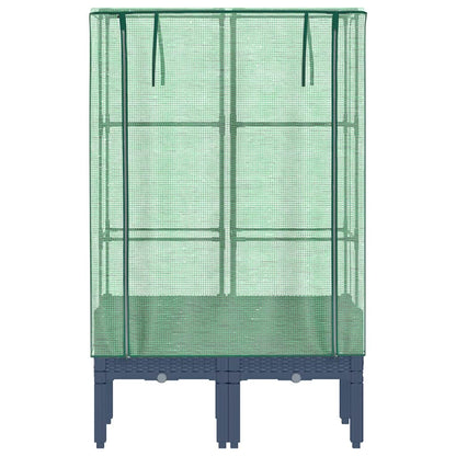 Hochbeet mit Gewächshaus-Aufsatz Rattan-Optik 80x40x140 cm