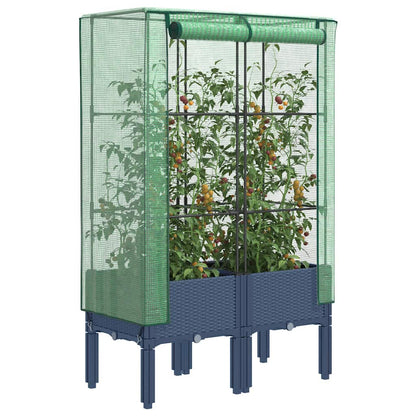 Hochbeet mit Gewächshaus-Aufsatz Rattan-Optik 80x40x140 cm