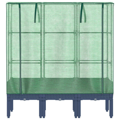 Hochbeet mit Gewächshaus-Aufsatz Rattan-Optik 120x40x140 cm