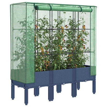 Hochbeet mit Gewächshaus-Aufsatz Rattan-Optik 120x40x140 cm