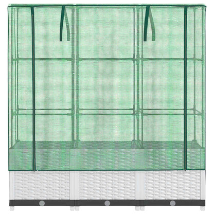 Hochbeet mit Gewächshaus-Aufsatz Rattan-Optik 120x40x138 cm