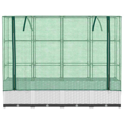 Hochbeet mit Gewächshaus-Aufsatz Rattan-Optik 160x40x138 cm