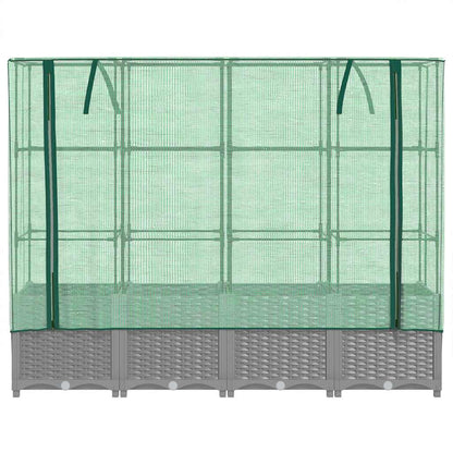 Hochbeet mit Gewächshaus-Aufsatz Rattan-Optik 160x40x138 cm