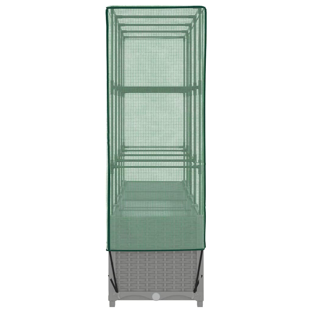 Hochbeet mit Gewächshaus-Aufsatz Rattan-Optik 160x40x138 cm