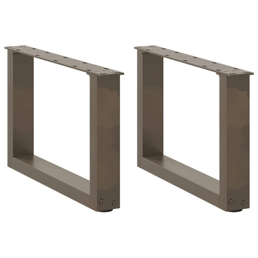 Pieds de table basse en U, 2 pièces, acier naturel, 50 x (30-31) cm