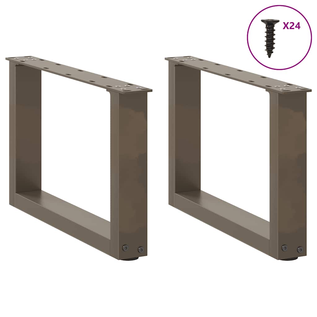 Pieds de table basse en U, 2 pièces, acier naturel, 50 x (30-31) cm
