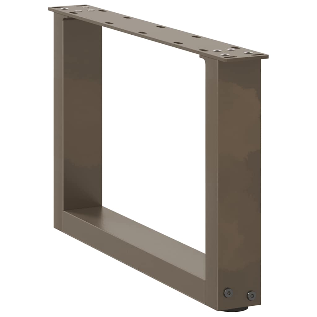 Pieds de table basse en U, 2 pièces, acier naturel, 50 x (30-31) cm