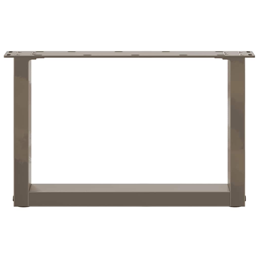 Pieds de table basse en U, 2 pièces, acier naturel, 50 x (30-31) cm