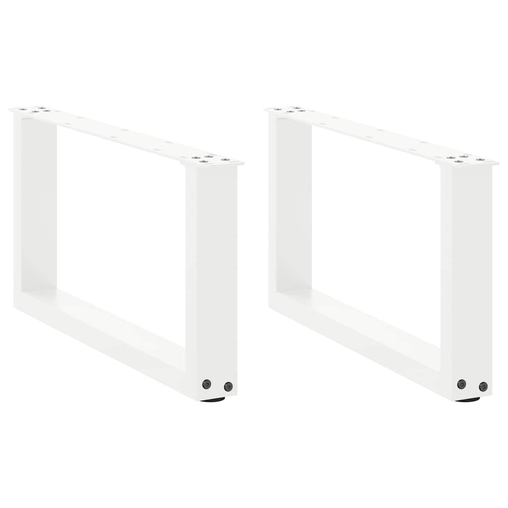 Pieds de table basse en U, 2 pièces, blanc, 60 x 30-31 cm, acier
