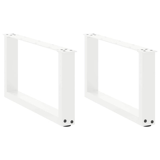 Pieds de table basse en U, 2 pièces, blanc, 60 x 30-31 cm, acier