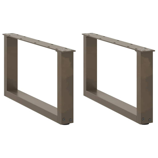 Pieds de table basse en U, 2 pièces, acier naturel, 60 x (30-31) cm