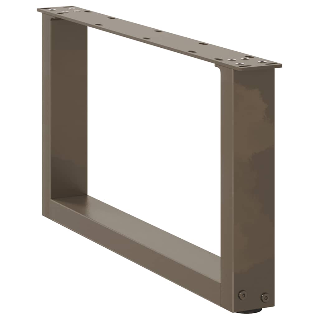 Pieds de table basse en U, 2 pièces, acier naturel, 60 x (30-31) cm