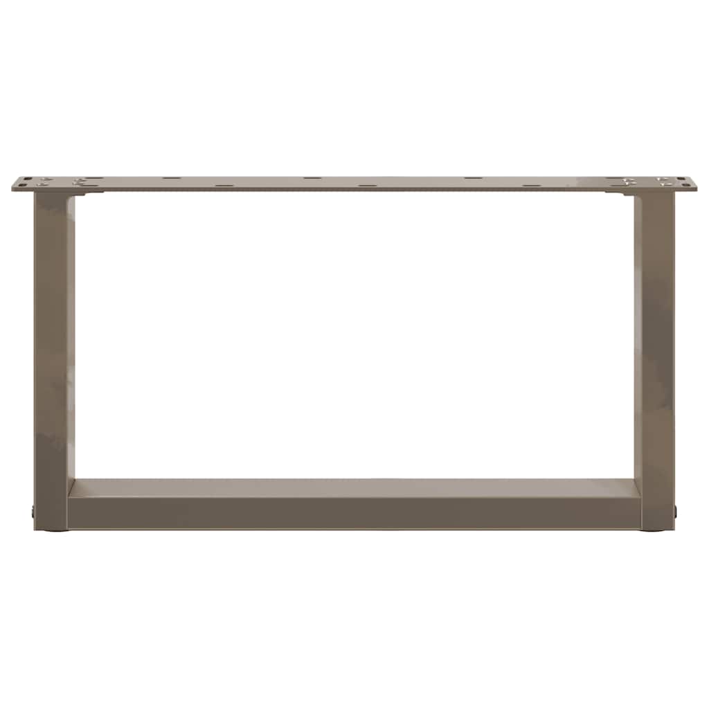 Pieds de table basse en U, 2 pièces, acier naturel, 60 x (30-31) cm
