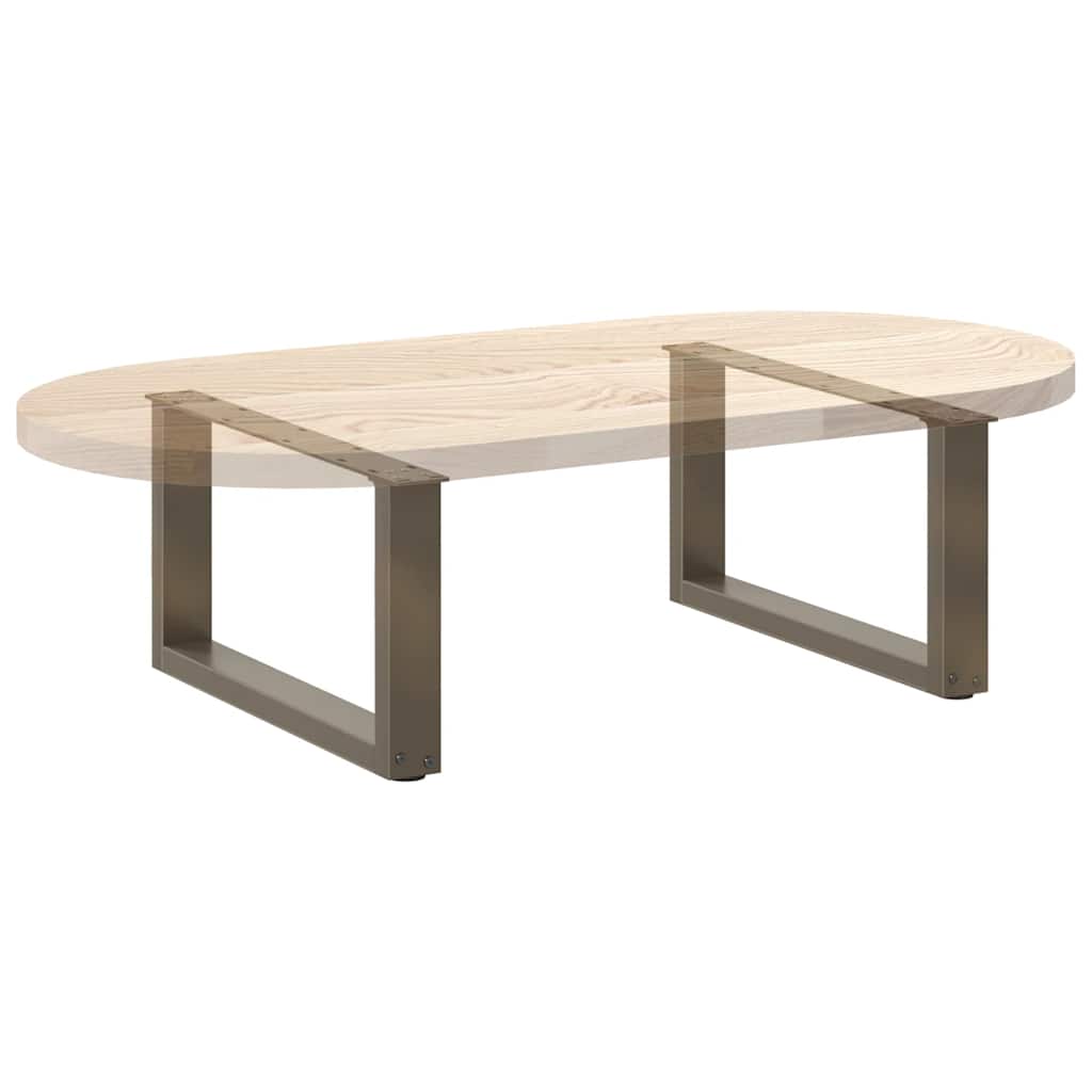 Pieds de table basse en U, 2 pièces, acier naturel, 60 x (30-31) cm