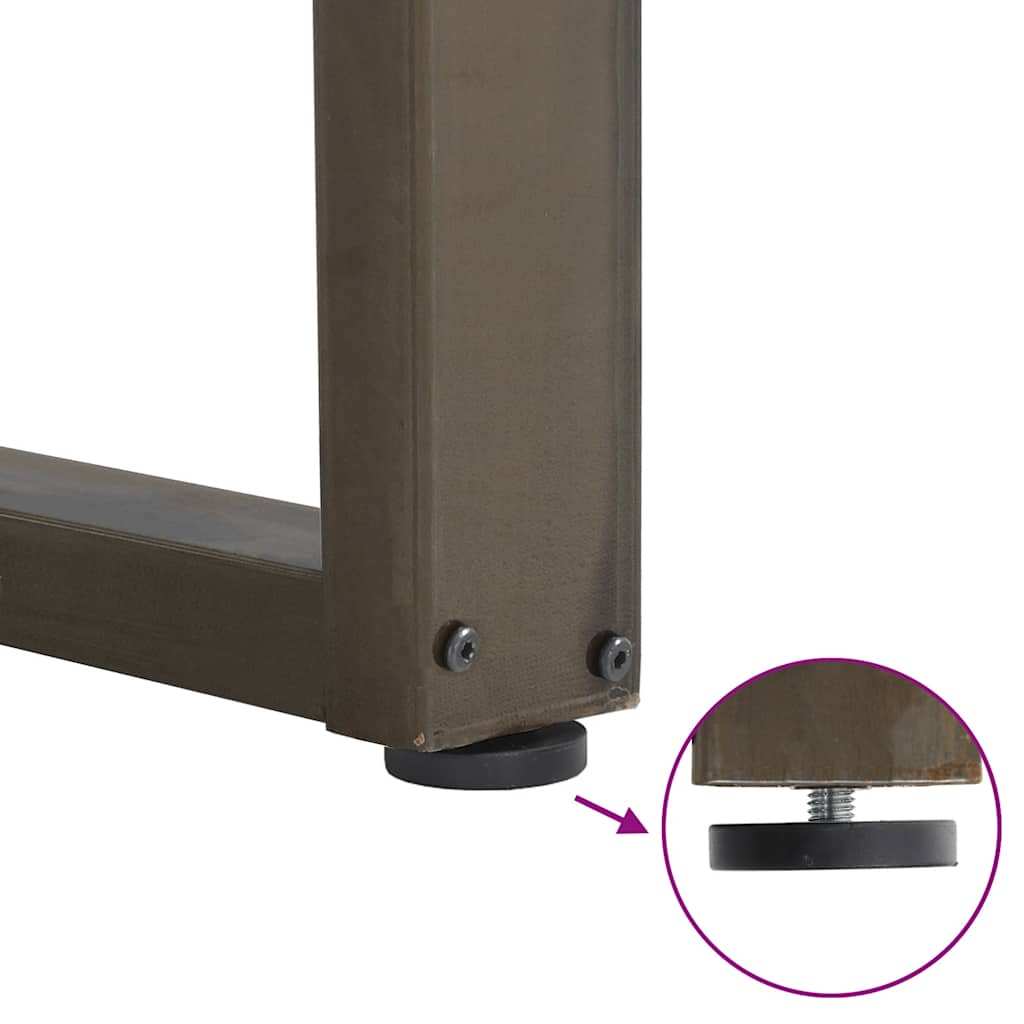 Pieds de table basse en U, 2 pièces, acier naturel, 60 x (30-31) cm