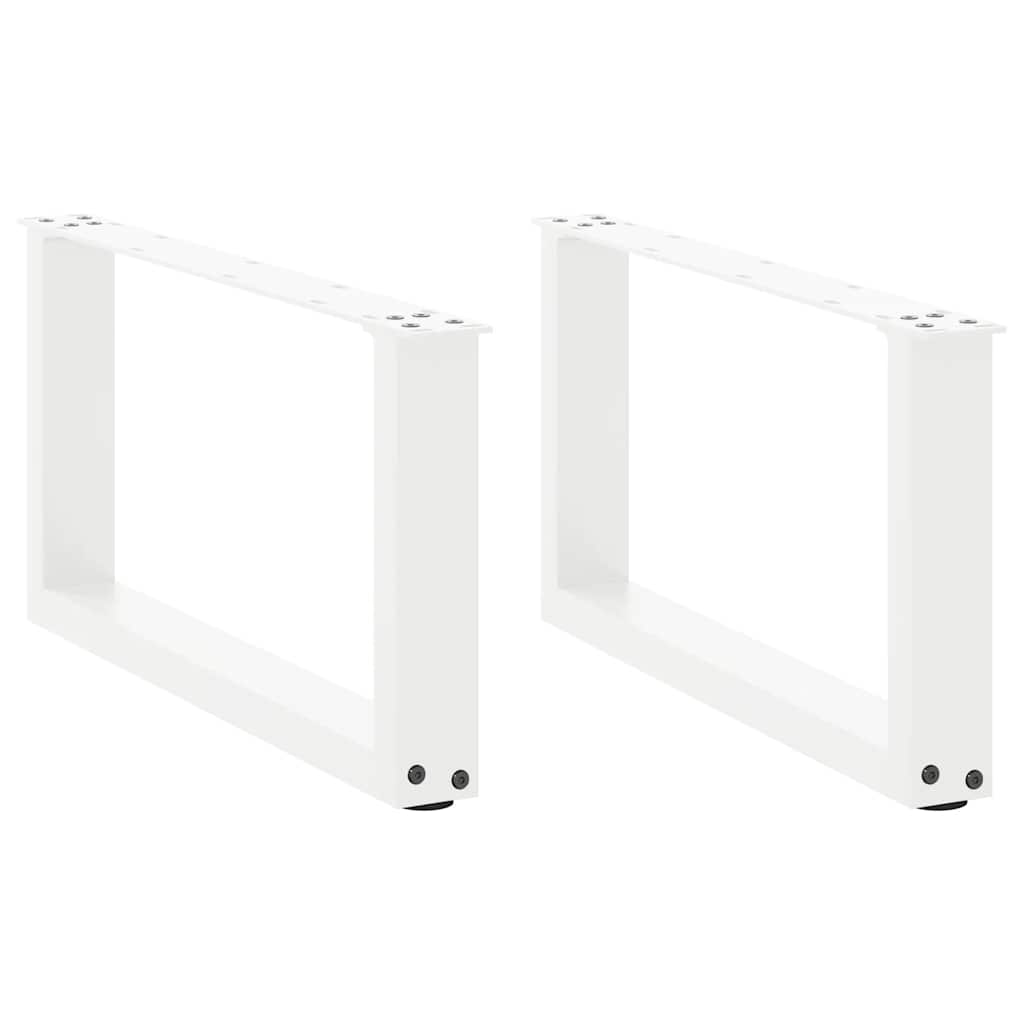 Pieds de table basse en U, 2 pièces, blanc, 70 x 30-31 cm, acier