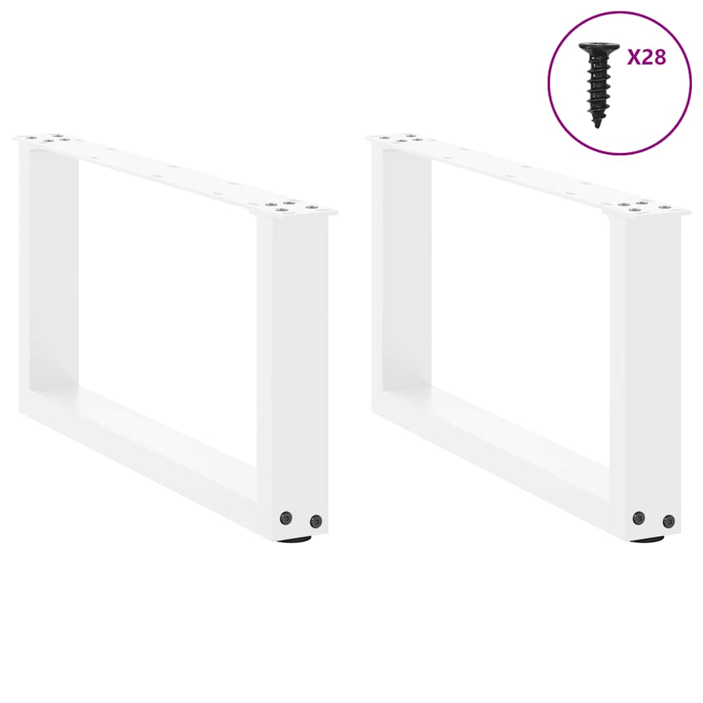 Pieds de table basse en U, 2 pièces, blanc, 70 x 30-31 cm, acier
