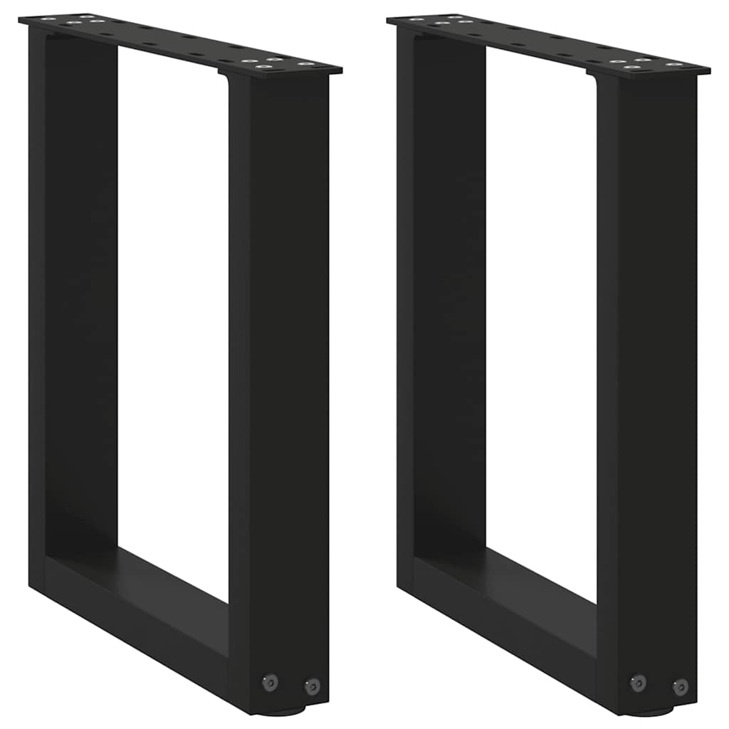 Pieds de table basse en U, 2 pièces, noir, 28 x 42-43 cm, acier