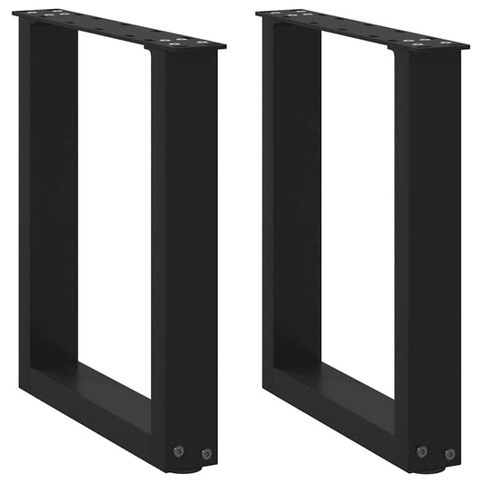 Pieds de table basse en U, 2 pièces, noir, 28 x 42-43 cm, acier