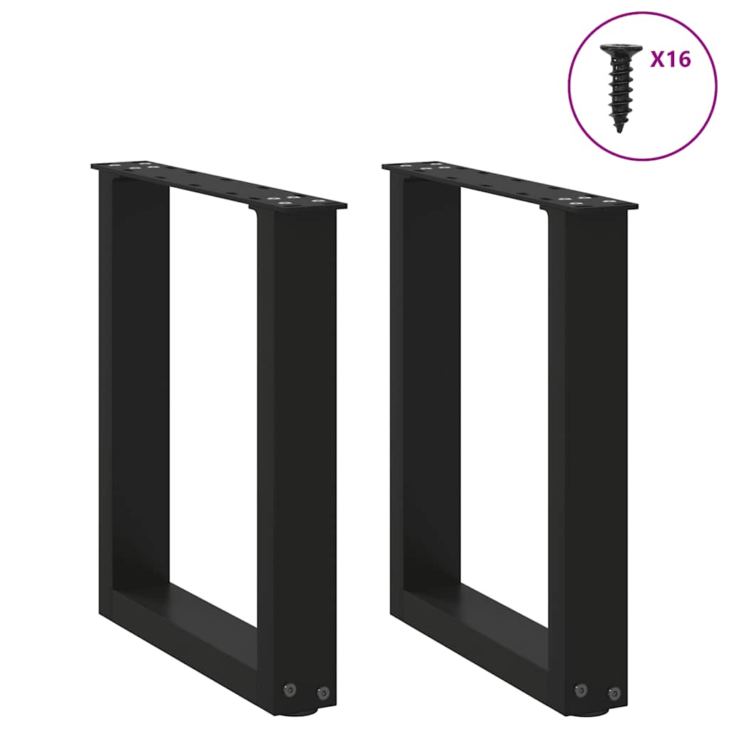 Pieds de table basse en U, 2 pièces, noir, 28 x 42-43 cm, acier