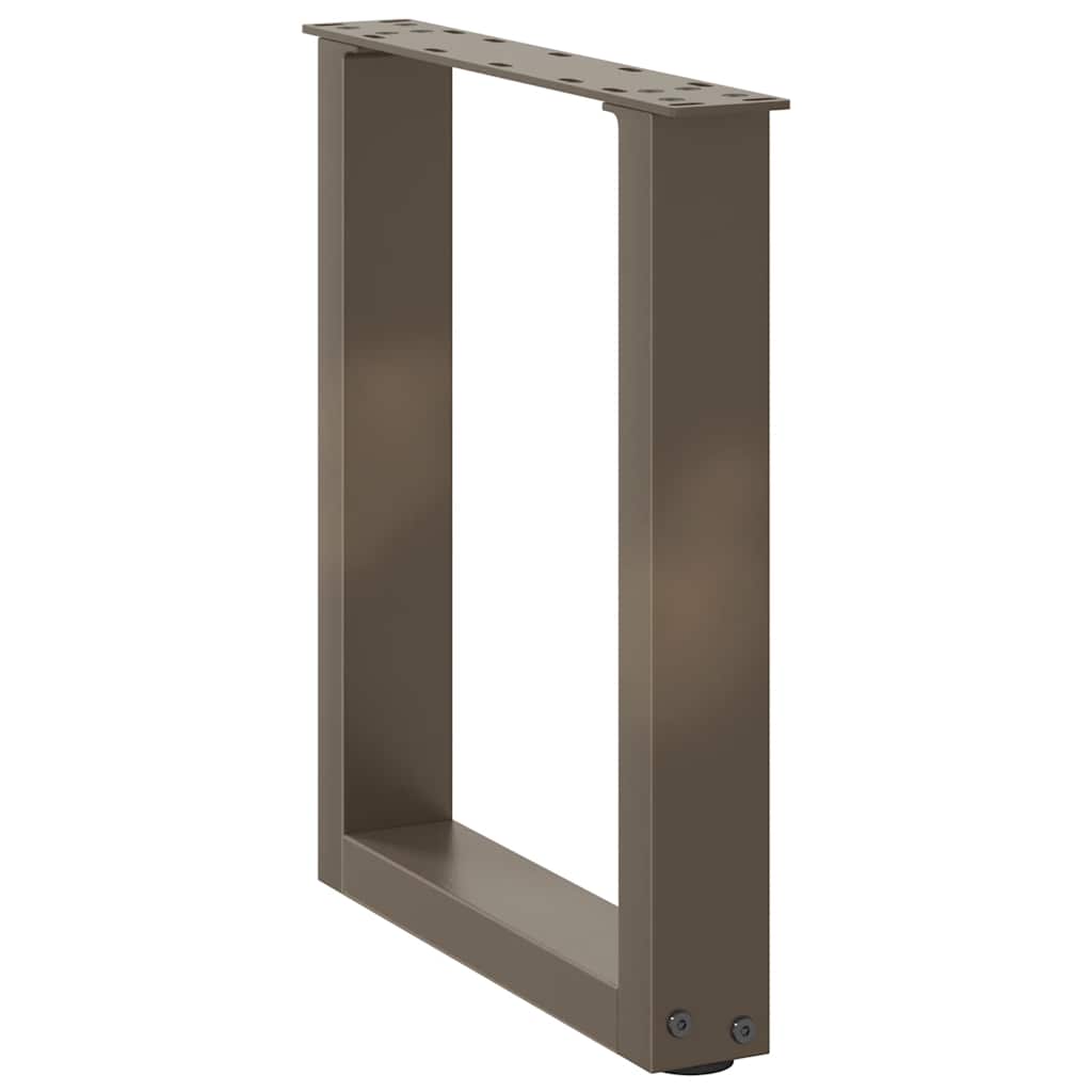 Pieds de table basse en U, 2 pièces, acier naturel, 38 x (42-43) cm